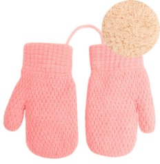 Dětské pletené palcové rukavice 3- 5 let - vzor 099 - korálová růžová