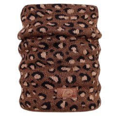 Merino pletený nákrčník Urban - vzor 21 - hnědá / béžová - leopard
