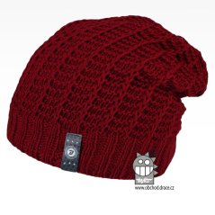 Merino pletená čepice Harmony - vzor 21 - bordó