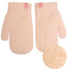 Dětské pletené palcové rukavice 6 - 10 let - vzor 108 - světle růžová