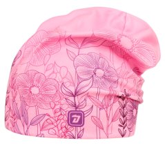 Fleecová čepice Yetti - vzor 51 - růžová - květiny