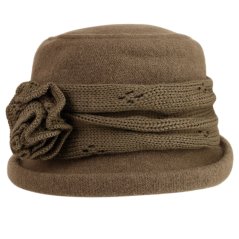 Dámský zimní vlněný klobouk - vzor 105 - khaki zelená