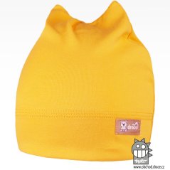 Bavlněná kojenecká čepice Čertík - vzor 13 - žlutá