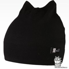 Bavlněná kojenecká čepice Čertík - vzor 09 - černá