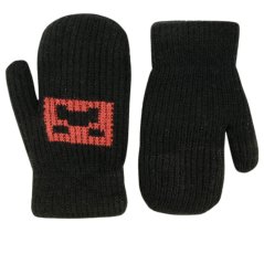 Dětské pletené palcové rukavice 5 - 7 let - vzor 084 - černá - herní svět