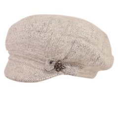 Dámský pletený baret s kšiltem - vzor 20 - světle šedá