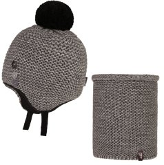 Laponka a nákrčník pletený Bambi set - vzor 18 - šedá tmavá