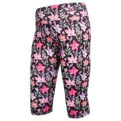 Dětské legíny capri 3/4 Silky - vzor 03 - černá - květy