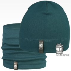 Set bavlněné čepice a nákrčníku Alan - vzor 13 - petrol