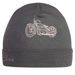 Bavlněná čepice DOPRODEJ - vzor 131 - šedá - motorka