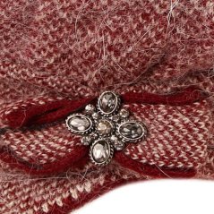 Dámský pletený baret s kšiltem - vzor 23 - bordó