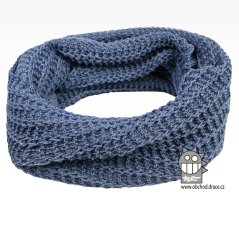 Merino pletená šála chomout Harmony - vzor 13 - světlá jeans