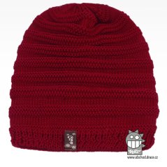 Merino pletená čepice Harmony - vzor 04 - bordó
