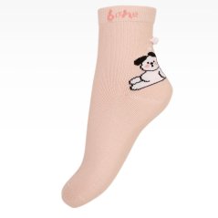 Dětské bavlněné ponožky - vzor 178 - starorůžová - pejsek