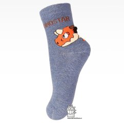 Dětské bavlněné ponožky - Aura.via - vzor 086 - jeans - dinosauři