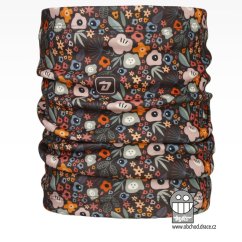 Fleecový nákrčník Yetti - vzor 08 - šedo-hnědá, kytičky