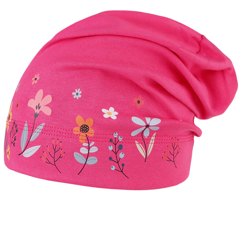 Spadlá bavlněná čepice Pepe - vzor 18 - růžová neon - louka