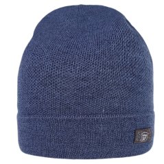 Merino pletená čepice Urban - vzor 43 - šedomodrá