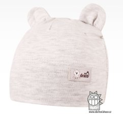 Bavlněná kojenecká čepice s oušky Berry - vzor 03 - šedá