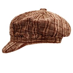 Dámský manšestrový  baret s kšiltem - vzor 25 - hnědá