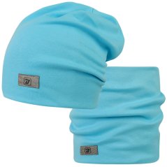 Bavlněná čepice s nákrčníkem Pastels DOUBLE set - vzor 72 - světle tyrkysová
