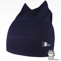 Bavlněná kojenecká čepice Čertík - vzor 08 - tmavě modrá