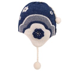 Zimní vlněná pletená laponka  - vzor 081 - modrá