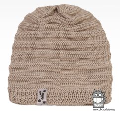 Merino pletená čepice Harmony - vzor 07 - béžová