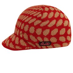 Zimní pletená čepice s kšiltem - AKCE / DOPRODEJ - vzor 211 - rezavá - vzorovaná