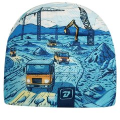 Bruno - vzor 206 - modrá - bagry - čepice na jaro / podzim