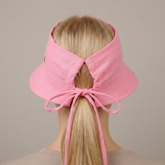 Letní mušelínový klobouk Ponytail - vzor 01 - růžová