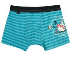 Chlapecké bavlněné boxerky - vzor 014 - tyrkysový proužek - parník