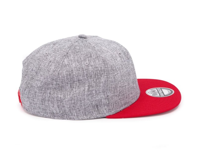 Kšiltovka Snapback melange - vzor 02 - šedý melír/červená vel. 56-60