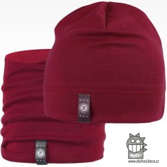 Set bavlněné čepice a nákrčníku Alan - vzor 07 - bordó