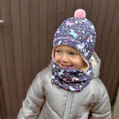 Laponka Polárka - vzor 40 - fialová, jednorožec