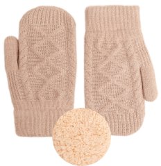 Dětské pletené palcové rukavice 5 - 7 let - vzor 119 - béžová