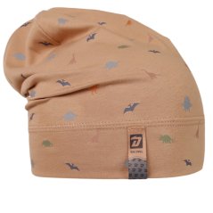 Bavlněná čepice Polo - vzor 125 - cappuccino - dinosauři
