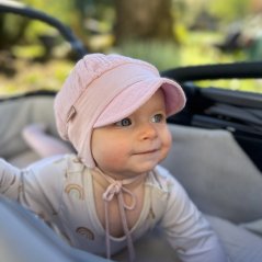 Kojenecká letní  kšiltovka Pepina Mušelín  - vzor 04 - starorůžová