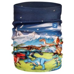 Fleecový nákrčník Yetti - vzor 47 - modrá - dinosauři