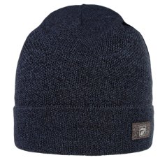 Merino pletená čepice Urban - vzor 44 - modrá melír