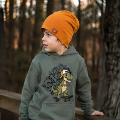 Dětská mikina s kapucí Urban - vzor 0034 - tmavě zelená/dino skate