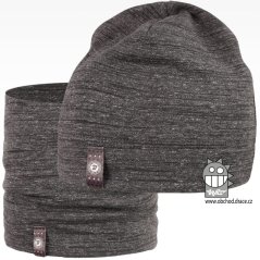 Set bavlněné čepice a nákrčníku Alan - vzor 11 - šedá melír
