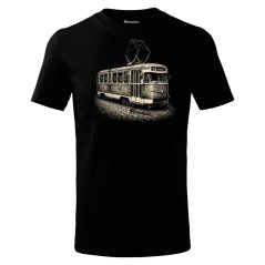 Pánské bavlněné tričko - vzor 001 - černá / historická tramvaj