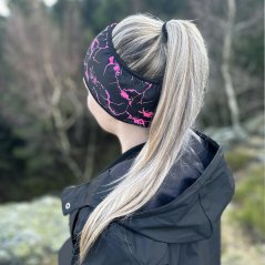 Sportovní funkční dvouvrstvá čelenka Walk - vzor 43 - černá/FLUO růžová - bouřka
