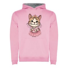 Dětská mikina s kapucí Urban - vzor 0031 - světle růžová/kočička