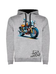 Dětská mikina s kapucí Urban - vzor 009 - šedý melír/černá / Motorka