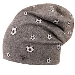 Spadlá bavlněná čepice Pepe - vzor 42 - středně šedá  - fotbalové míče