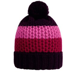 Zimní pletený kulich - vzor 51- fialová růžová