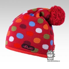 Čepice pletená lentilka - vzor 14 - červená