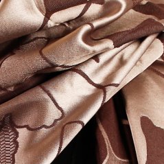 Dámská elegantní šála - vzor 061 - tmavě hnědá / satén - listy